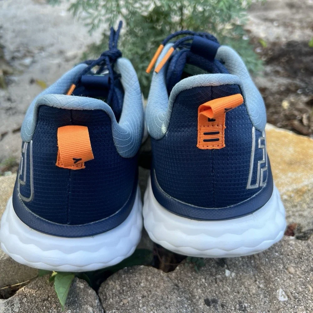 Foot Joy Quantum Golf Shoe Spikeless 10 M FJ White Blue Orange 57041 Men's